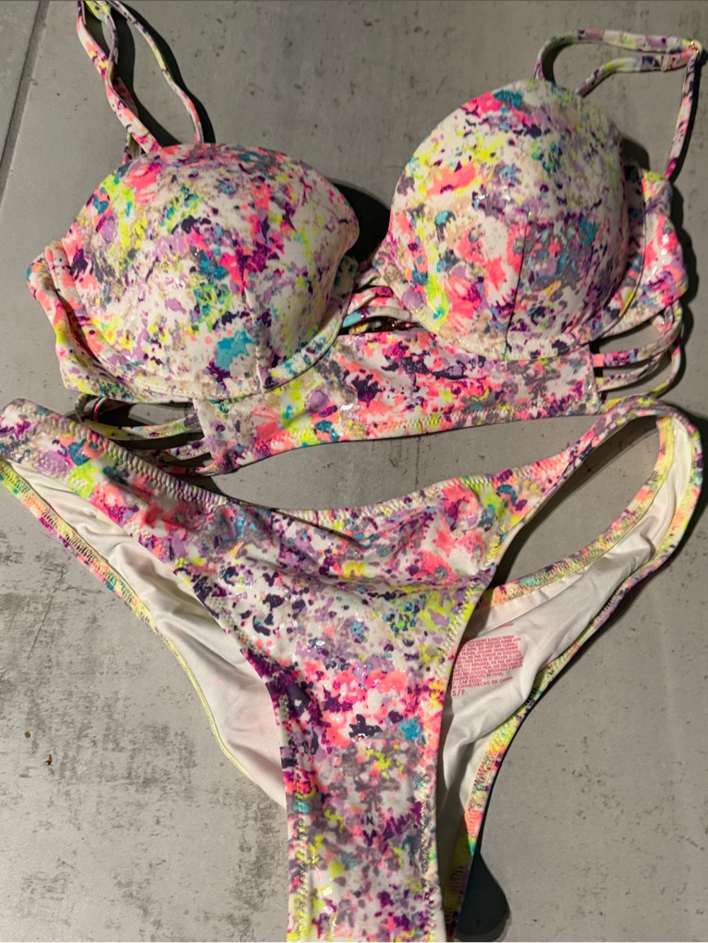 Victoria's Secret Bombshell Multicolor Splatter Print Bikini Set